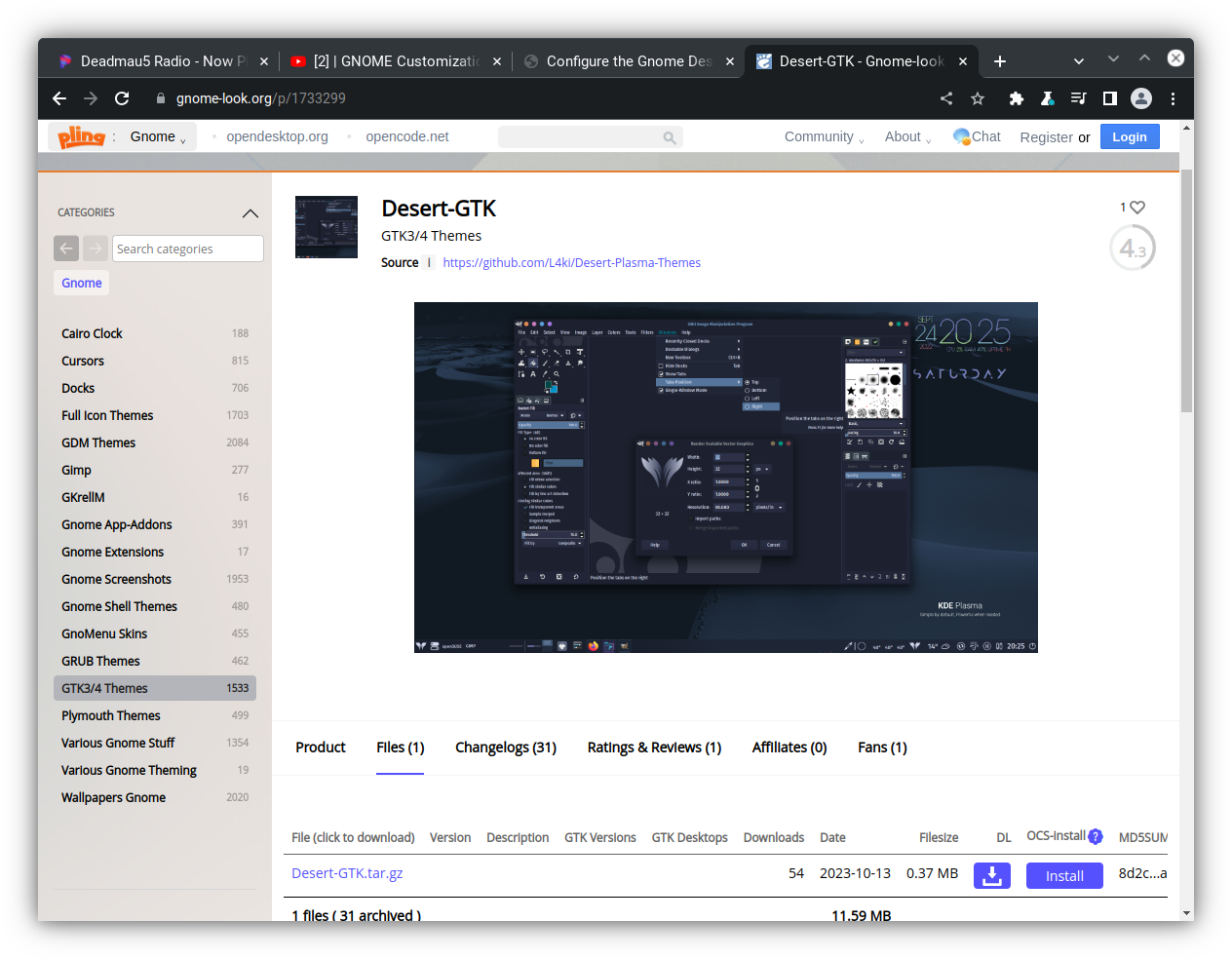 An example with Desert-GTK theme