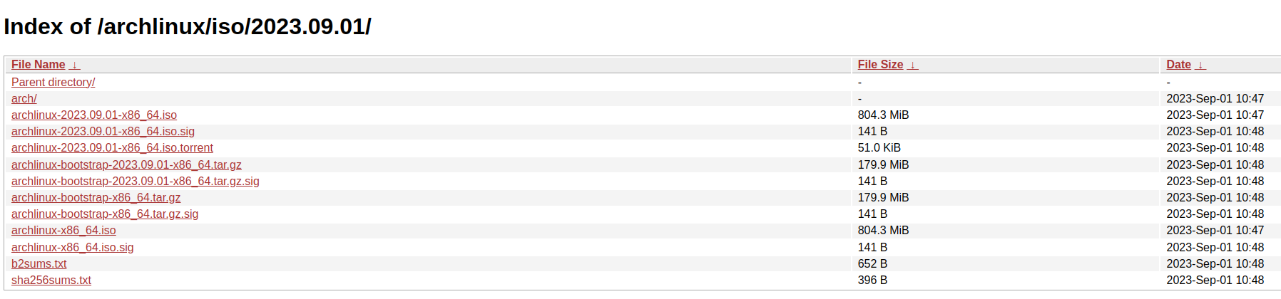 Arch Linux iso distro site.